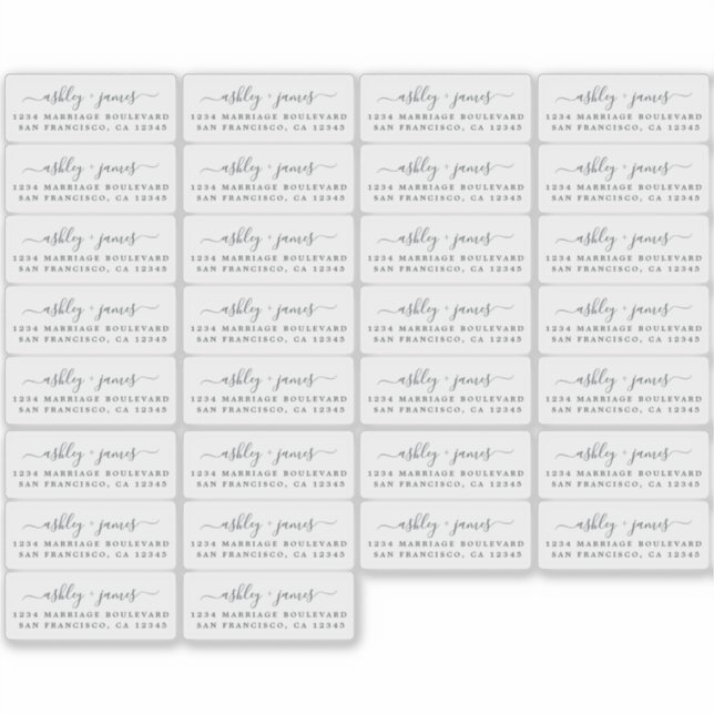 Transparent Calligraphy Return Address Labels 30x (Front)