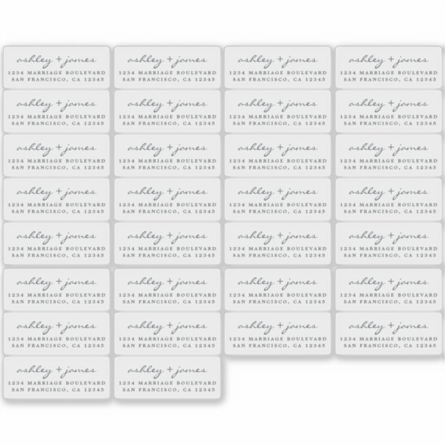 Transparent Calligraphy Return Address Labels 30x (Front)