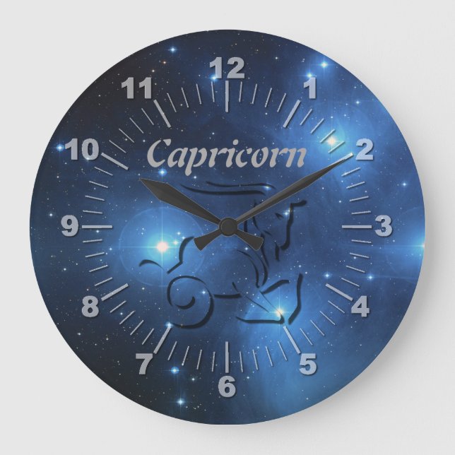 Transparent Capricorn Large Clock (Front)