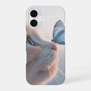 Transparent Cat and Blue Butterfly Phone Case