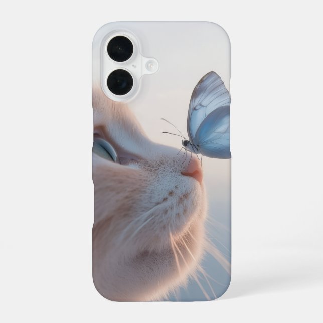 Transparent Cat and Blue Butterfly Phone Case (Back)