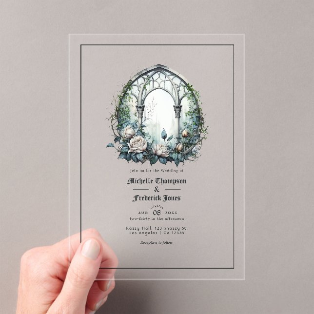 Transparent Dark Fantasy Gothic Window Wedding Acrylic Invitations (Insitu (Handheld))