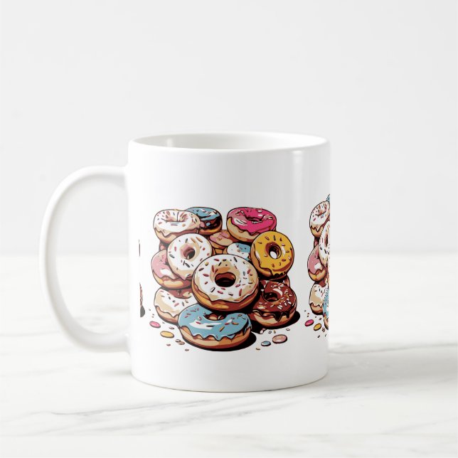 Transparent Doughnuts Sticker Coffee Mug (Left)