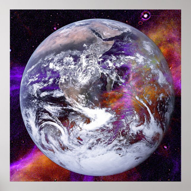 Transparent Earth In Nebula Poster (Front)