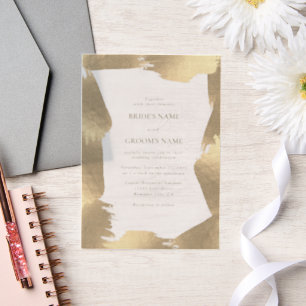 Transparent Faux Gold Foil Border Wedding Overlay Vellum Invitations