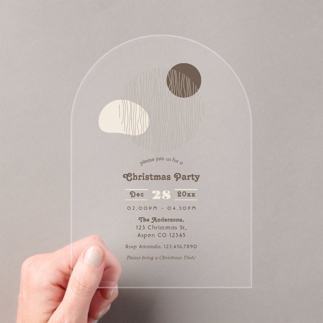 Transparent Geometric Minimalist Christmas Party Acrylic Invitations (Insitu (Handheld))