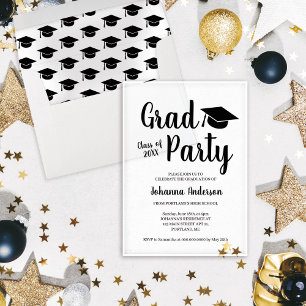 Transparent Graduation Party Class of 2026 Acrylic Invitations