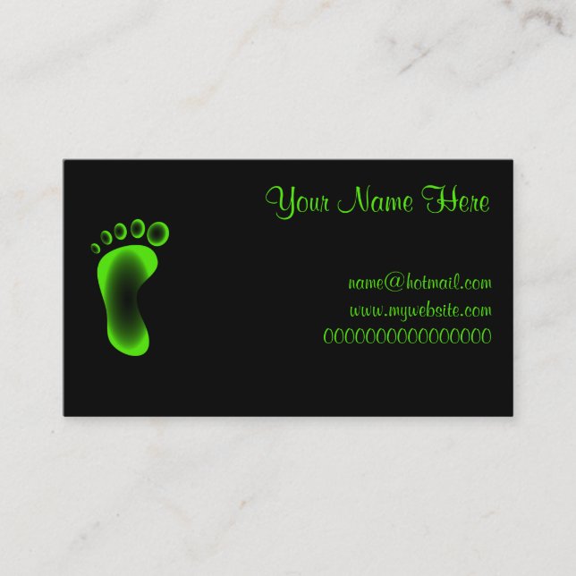 Transparent Green Foot Business Card (Front)