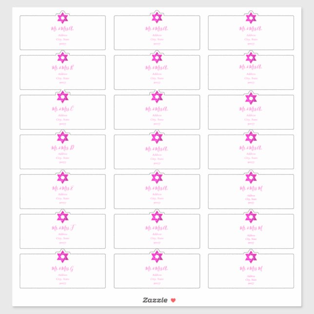 Transparent Guest Address Labels, Hot Pink (Sheet)
