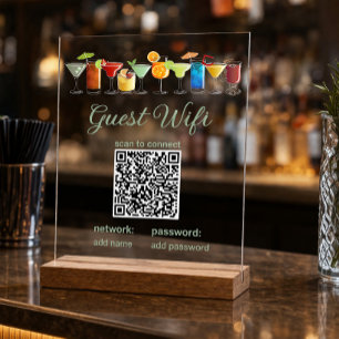 Transparent Guest WiFi Sign with QR Code 