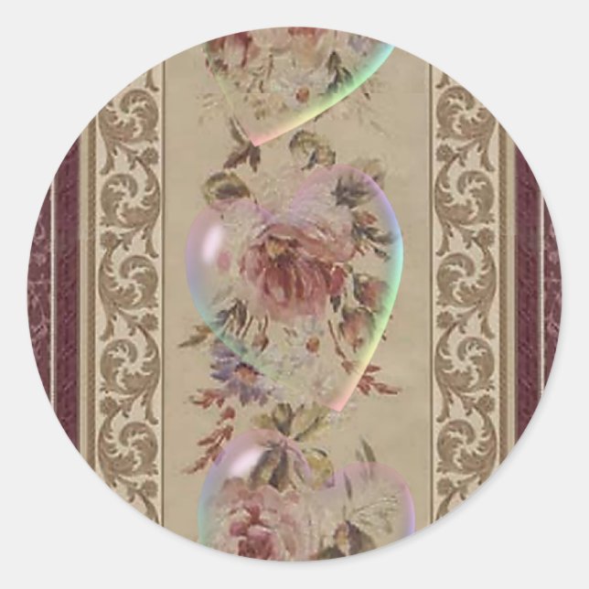 TRANSPARENT HEARTS & ROSES by SHARON SHARPE Classic Round Sticker (Front)