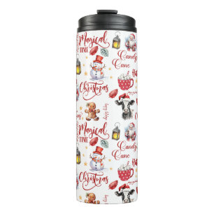 Transparent Holiday Pattern with Cows & Cocoa Thermal Tumbler