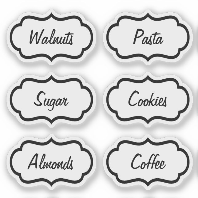 Transparent Kitchen Jar Essentials Sticker (Front)
