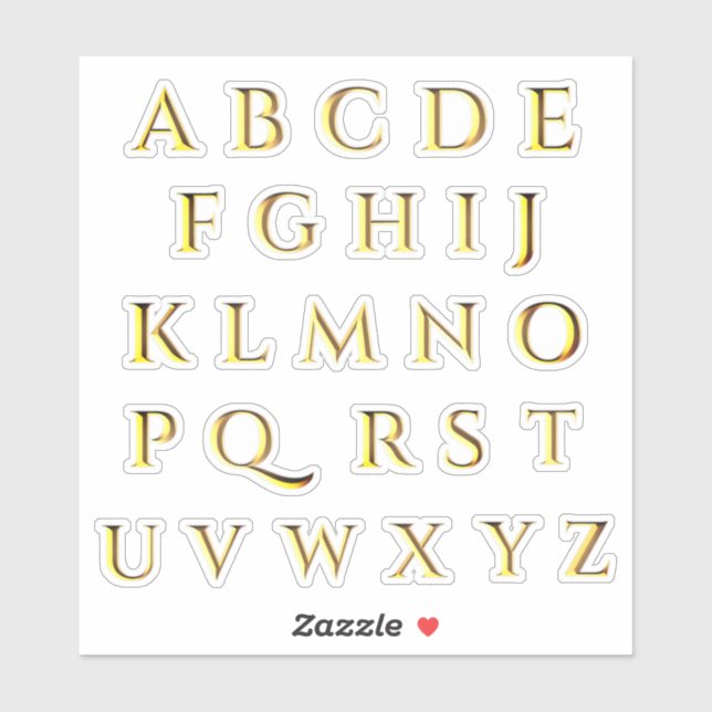 Transparent Metallic Effect Gold Stick On Letters (Sheet)