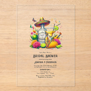 Transparent Mexican Fiesta Sombrero Bridal Shower Acrylic Invitations