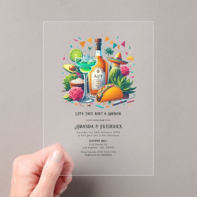 Transparent Mexican Fiesta Taco 'Bout a Shower Acrylic Invitations (Insitu (Handheld))