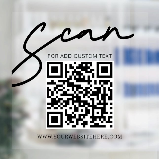 Transparent Minimalist Modern Business QR Code Window Cling (Transparent simple design scan here QR code business window cling)