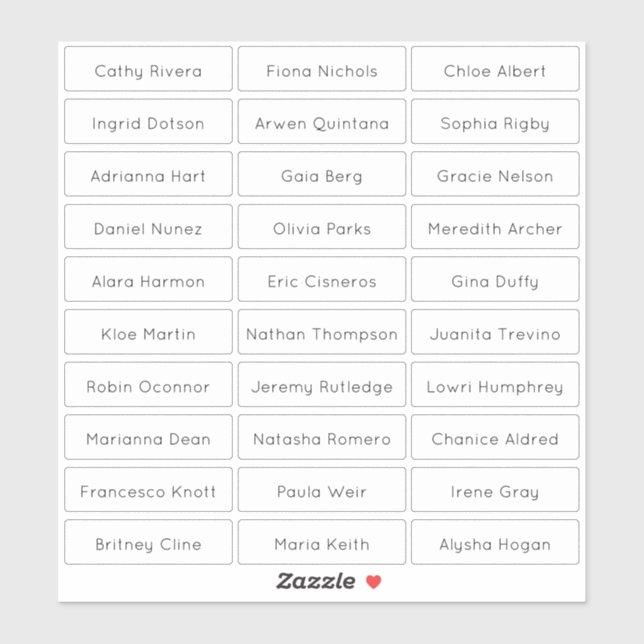 Transparent modern minimalist guest names  (Sheet)