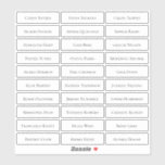 Transparent modern minimalist guest names<br><div class="desc">Modern minimalist wedding guest names sticker with modern serif font name,  simple and elegant. Can be used on place cards for wedding and any other event. Available in Clear and White.</div>