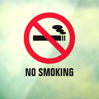 Transparent no smoking sign static window cling