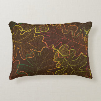 Transparent Oak Leaves, Autumn Pattern. Accent Pillow