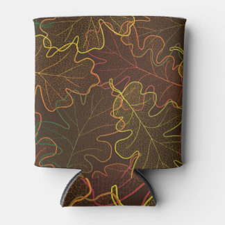 Transparent Oak Leaves, Autumn Pattern. Can Cooler