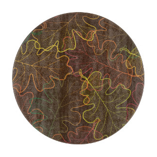 Transparent Oak Leaves, Autumn Pattern. Cutting Board