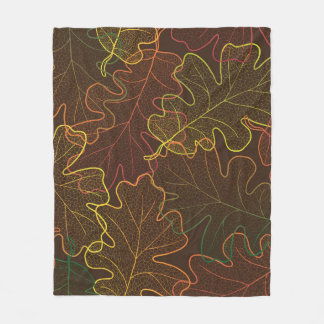 Transparent Oak Leaves, Autumn Pattern. Fleece Blanket
