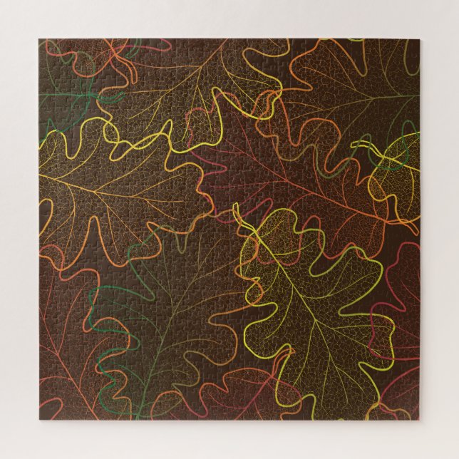Transparent Oak Leaves, Autumn Pattern. Jigsaw Puzzle (Vertical)