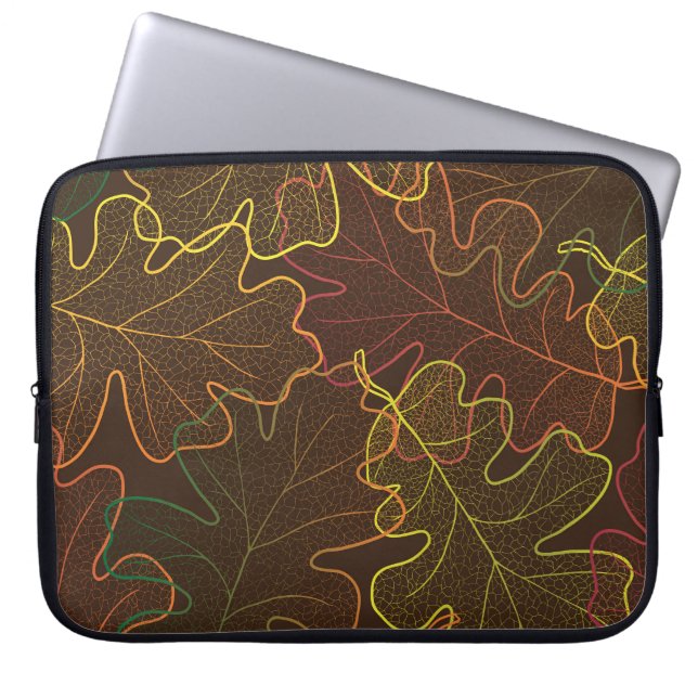Transparent Oak Leaves, Autumn Pattern. Laptop Sleeve (Front)
