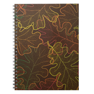 Transparent Oak Leaves, Autumn Pattern. Notebook