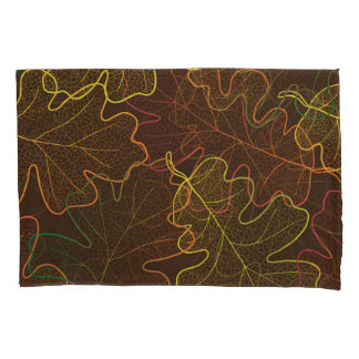 Transparent Oak Leaves, Autumn Pattern. Pillowcase