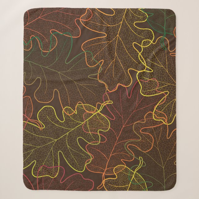 Transparent Oak Leaves, Autumn Pattern. Sherpa Blanket (Front)
