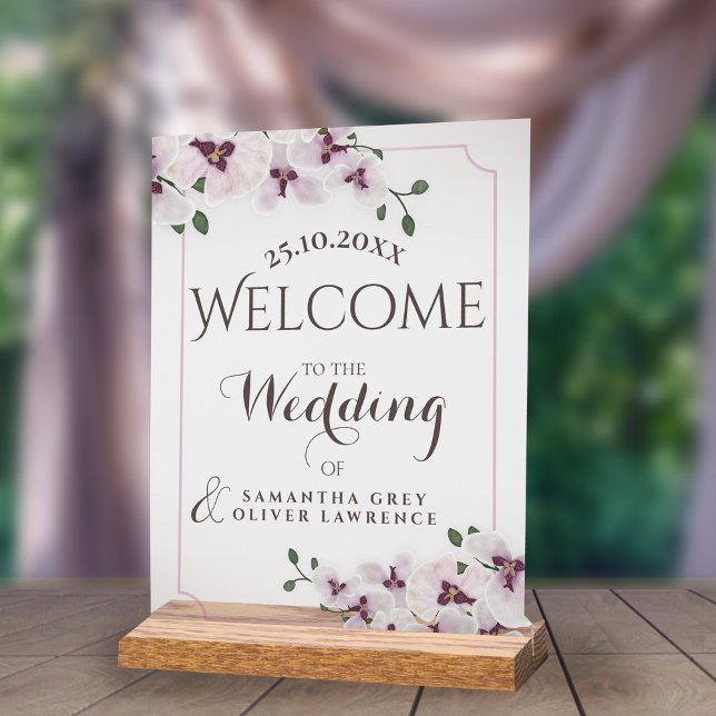 Transparent Orchid Minimalist Wedding Welcome Sign (Creator Uploaded)