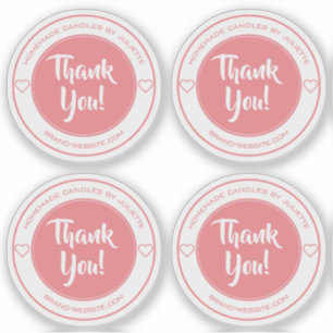 Transparent Pastel Heart Thank You Sticker Labels