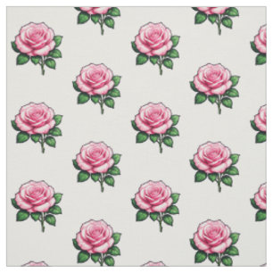 Transparent Pink Rose Flower Fabric