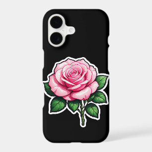 Transparent Pink Rose Flower Sticker