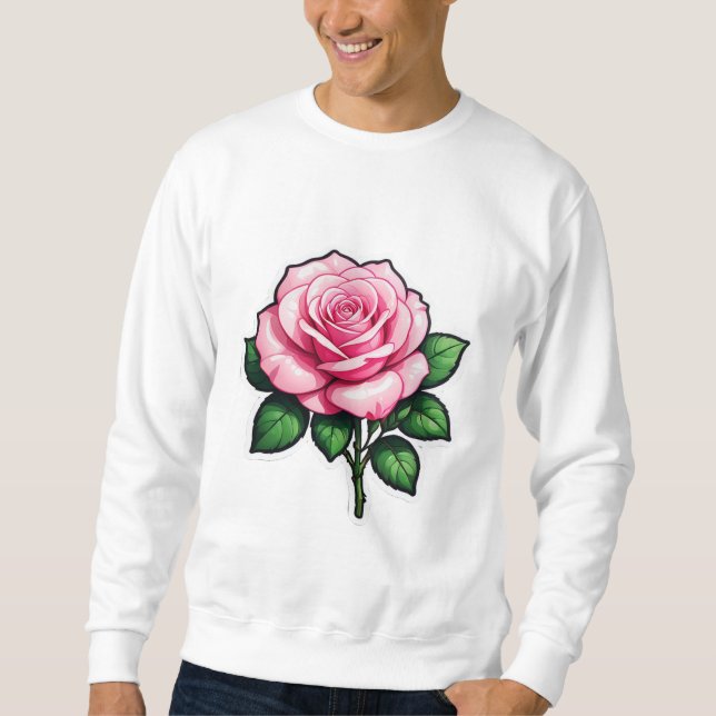 Transparent Pink Rose Flower Sticker Sweatshirt (Front)