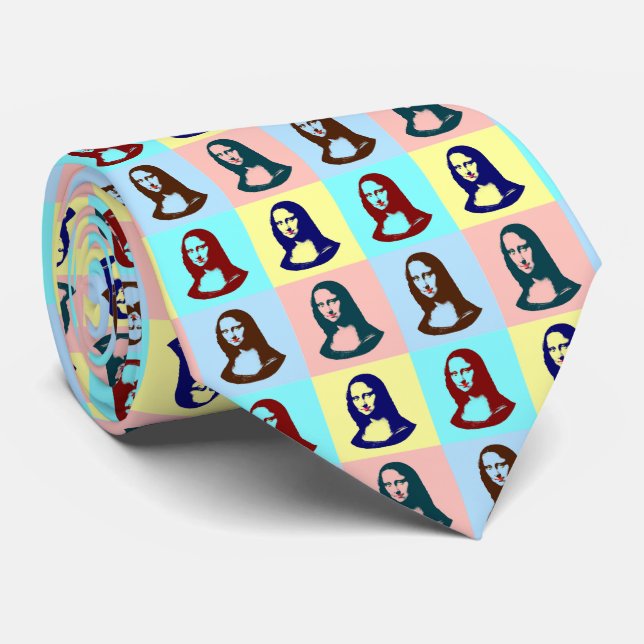 Transparent Pop Art Mona Lisa Tie (Rolled)
