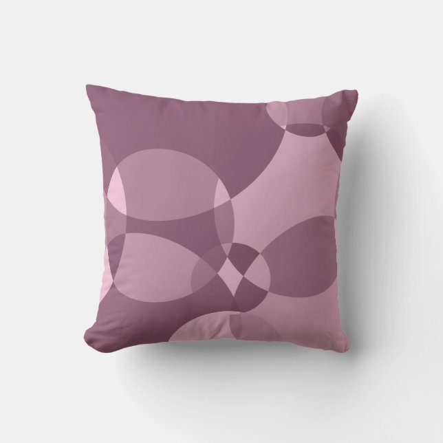 Transparent Purple Geometric Overlapped Circles Throw Pillow (Front)