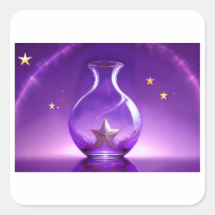 Transparent Purple Vase With Star All Under Dome Square Sticker