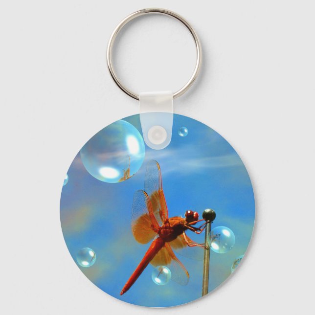 Transparent Red Dragonfly Keychain (Front)