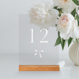Transparent Ribbon Wedding Table Number Acrylic Sign