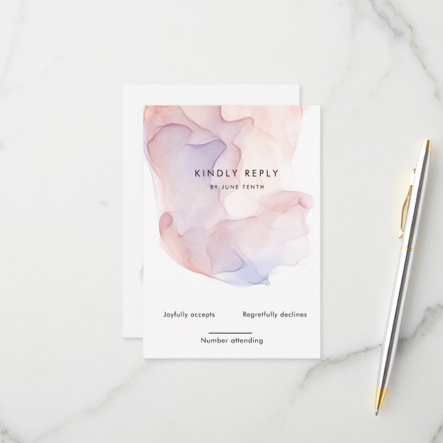 Transparent Silk Modern Vertical RSVP Card (Front/Back In Situ)