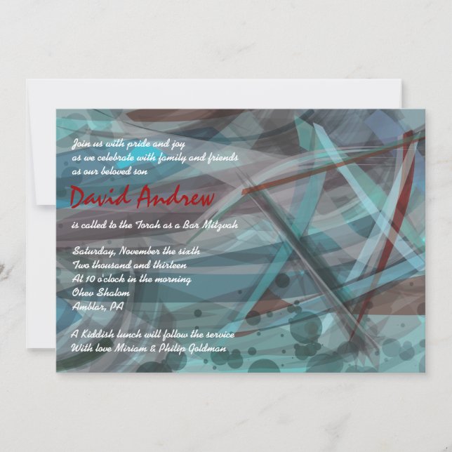TRANSPARENT STAR Bar Mitzvah Invitation (Front)