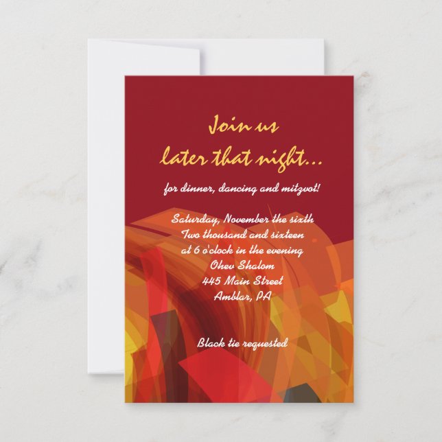 Transparent Star Bat Bar Mitzvah Party Card (Front)