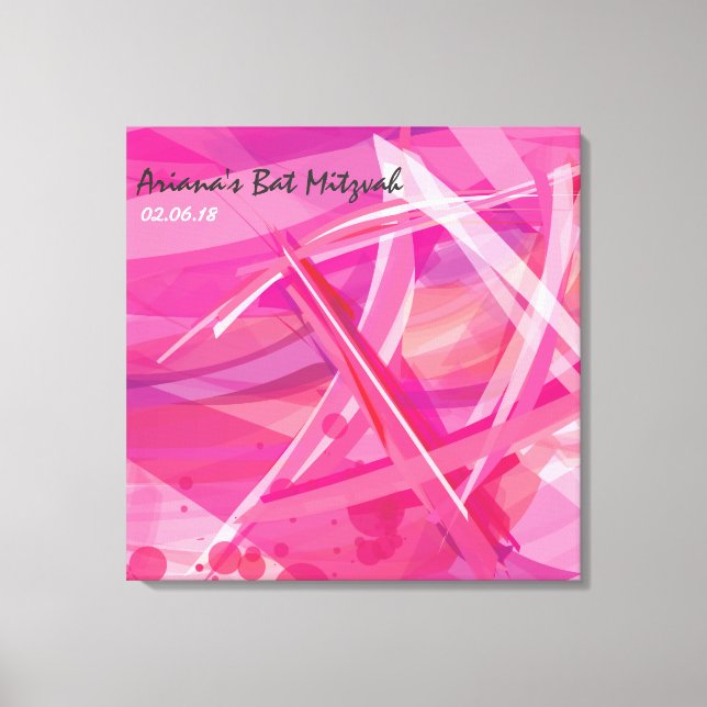 TRANSPARENT STAR-Pink Bat Mitzvah Sign-In Board Canvas Print (Front)