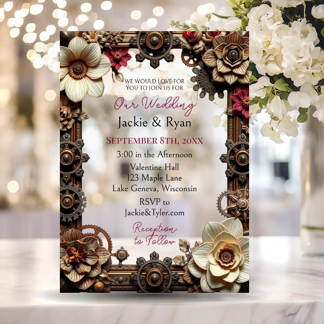 Transparent Steampunk Gothic Themed Wedding Acrylic Invitations (Creator Uploaded)