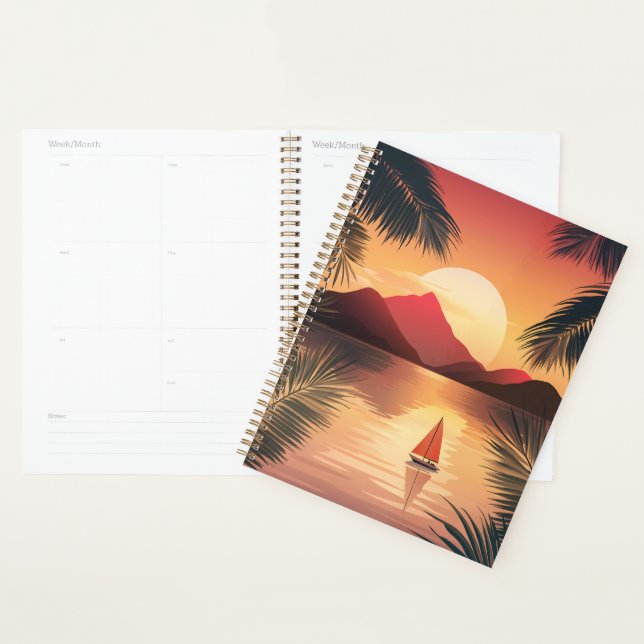 ⛵ Transparent Sunset Sail Planner 🌅 📘 (Devant avec enveloppe)