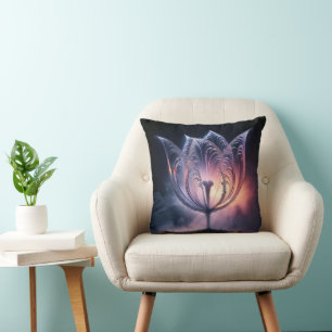 Transparent Tulip With Raindrops Throw Pillow